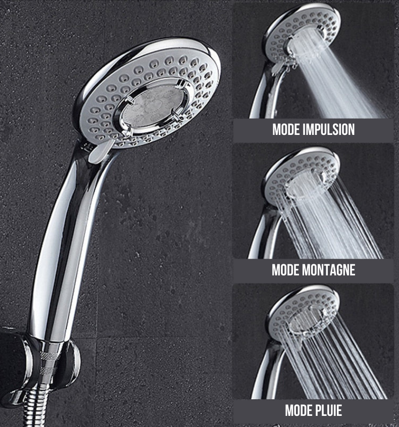 Pommeau de Douche Economique 3 Jets Filtrant