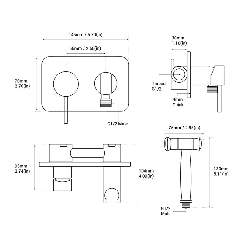 Pommeau de douche à main pour WC