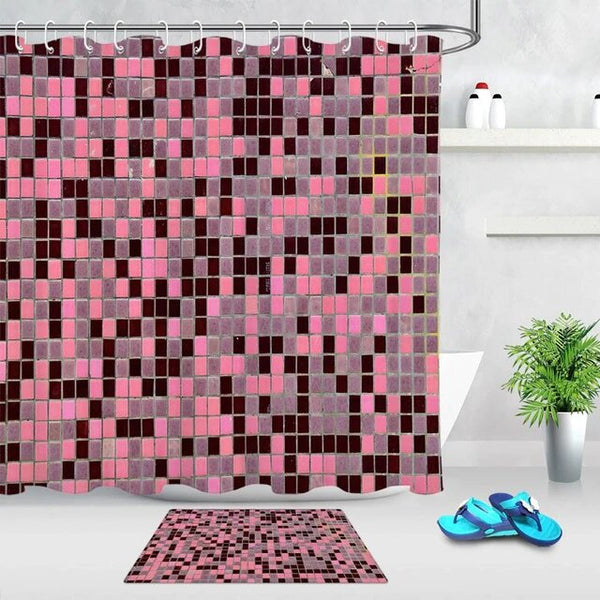 Rideau De Douche Mosaïque Rose