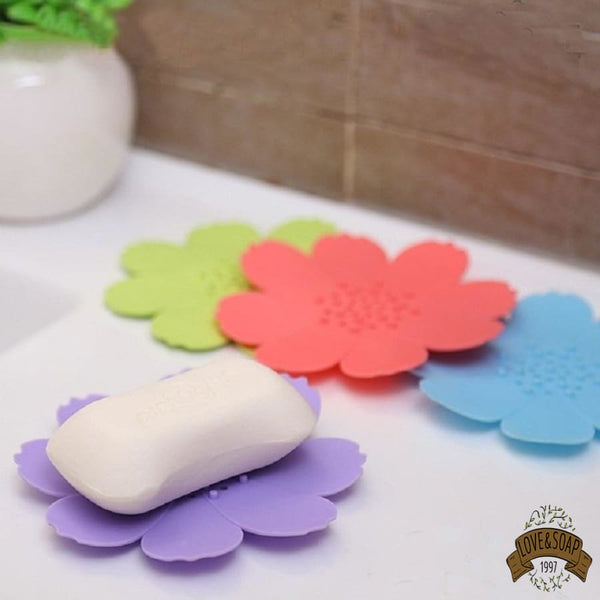 Porte savon cuisine silicone fleur