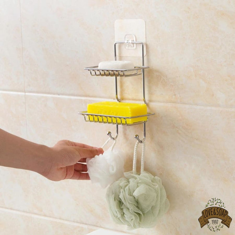 Porte savon inox double étagère