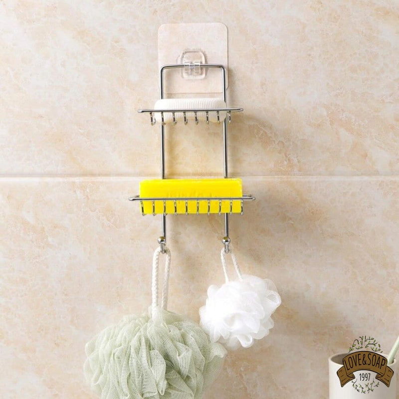 Porte savon inox double étagère