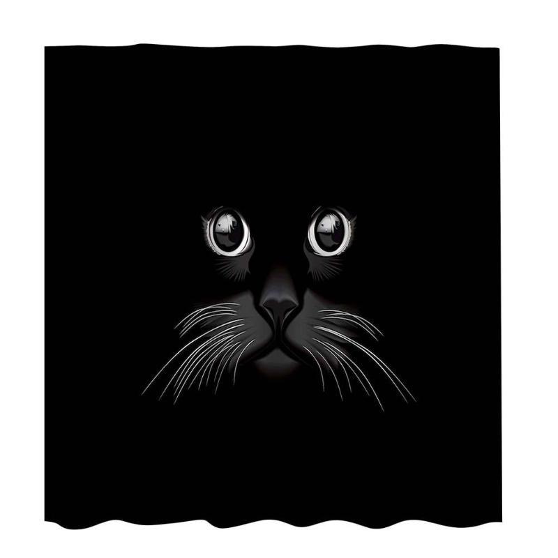 Rideau De Douche Avec Chat Noir