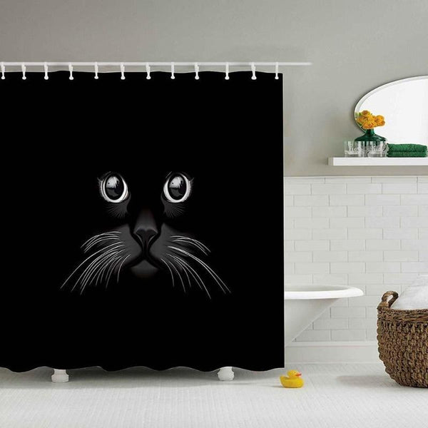 Rideau De Douche Avec Chat Noir