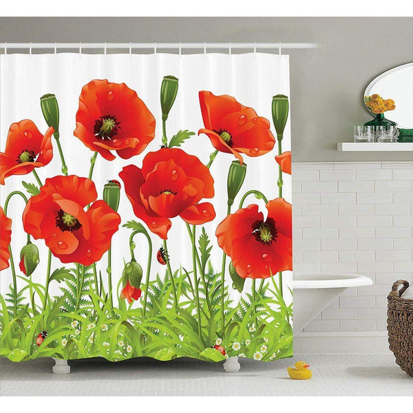 Rideau De Douche Avec Coquelicots