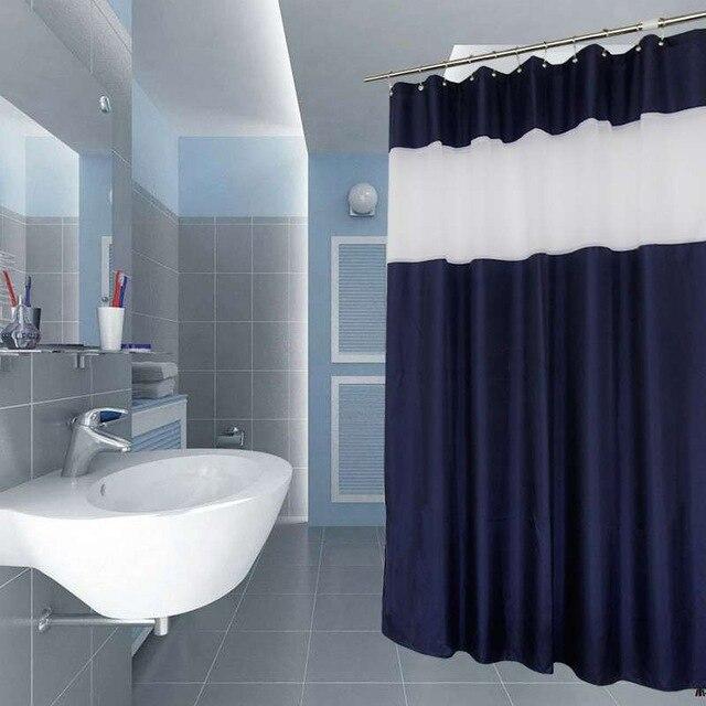 Rideau De Douche Bleu Marine Et Blanc