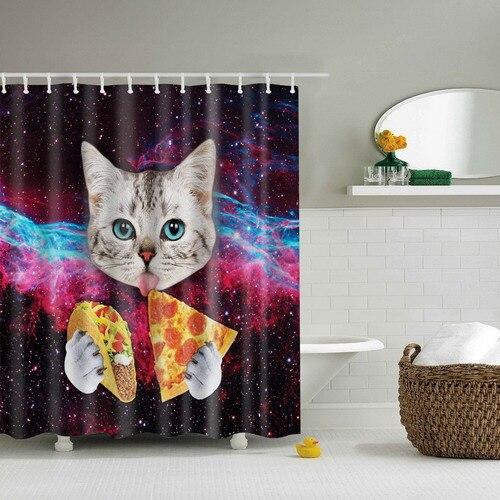 Rideau De Douche Chat Pizza