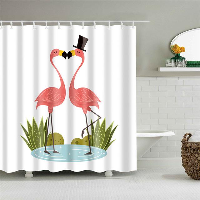 Rideau De Douche Couple De Flamants Roses