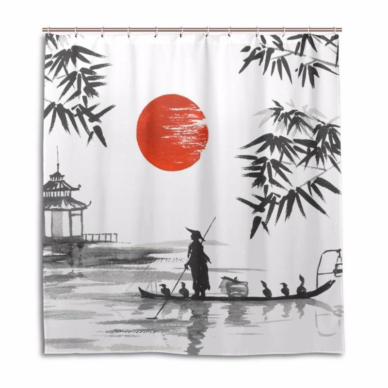 Rideau De Douche Motif Japonais