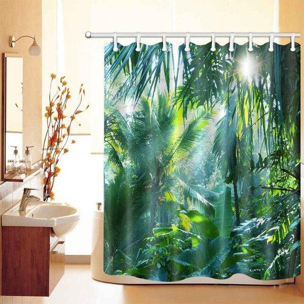 Rideau De Douche Motif Tropical