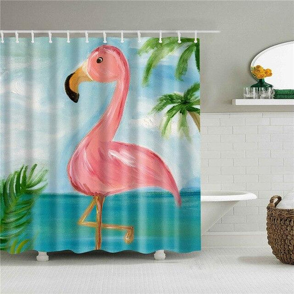 Rideau De Douche Peinture De Flamant Rose