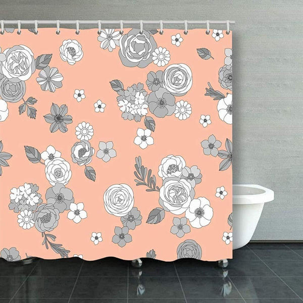 Rideau De Douche Textile Avec Motif Fleurs